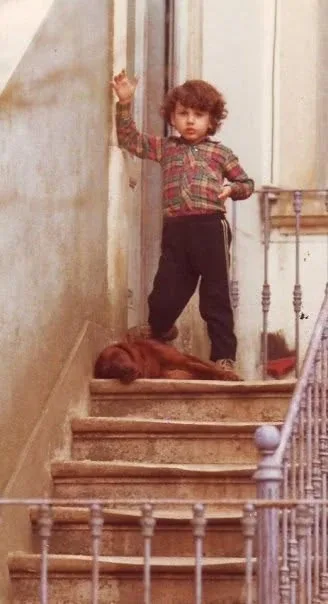 On the stairs at Vila Carlota, around 1983
