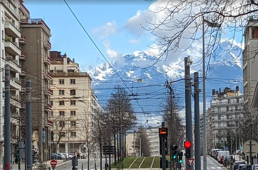Grenoble, with the Alps at the end of the street
